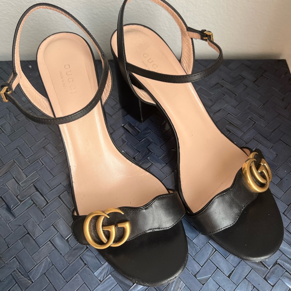 Gucci Black and Gold Heels